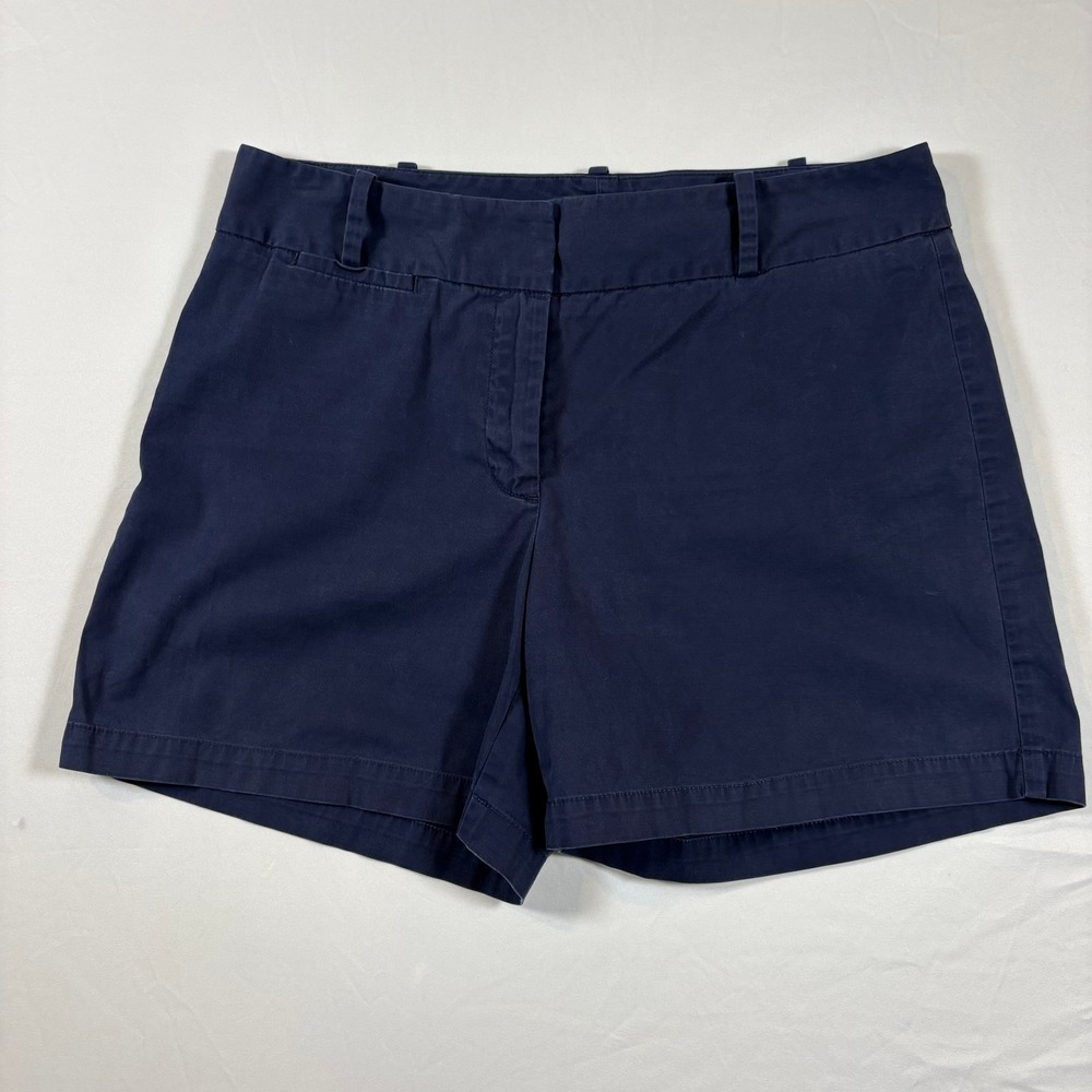Talbots Womens Navy Blue Chino Shorts Size 6 Cotton Blend Stretch Casual Twill